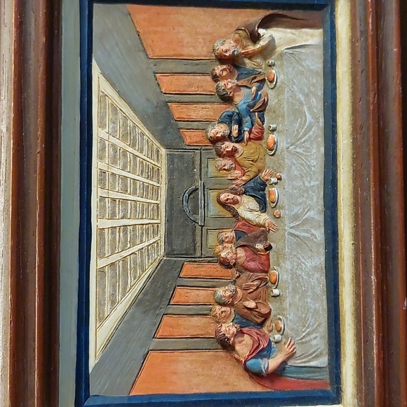 Vintage Stand alone 3D The Last Supper Framed Art - Picture 4 of 4